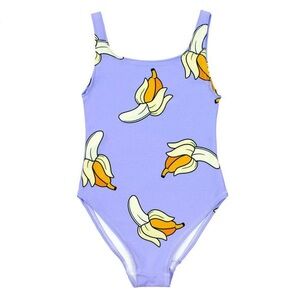 Banana Print Kids Swimwear - purple and Orange